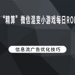 “精算”微信混变小游戏每日ROI